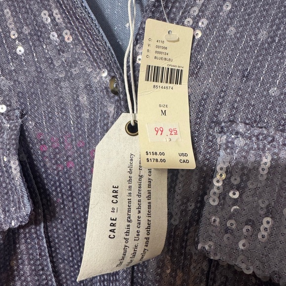 Pilcro Shimmering Sequin Blouse - Silver Blue, medium - Picture 2 of 8